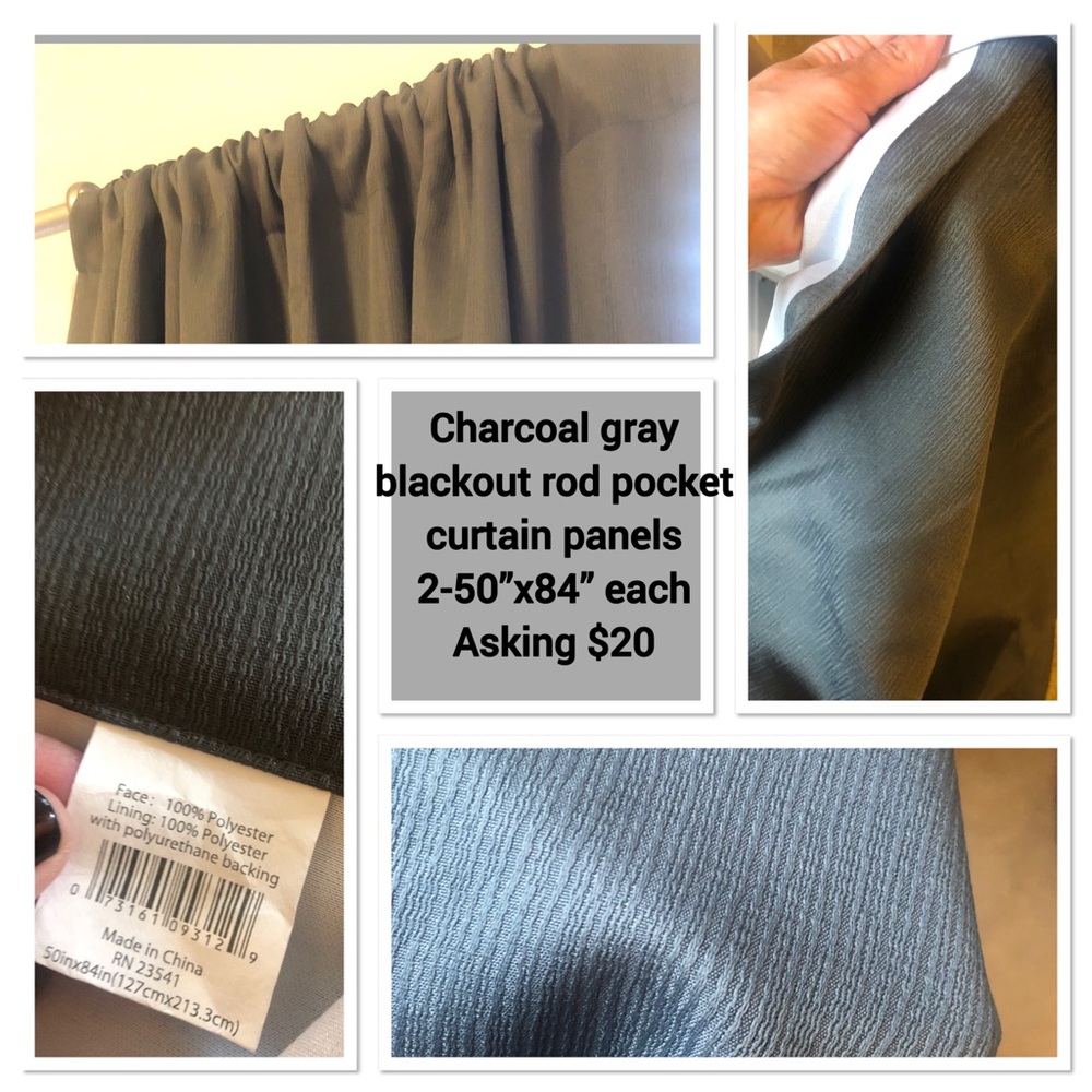 B2G1 free Charcoal gray rod pocket curtain panels